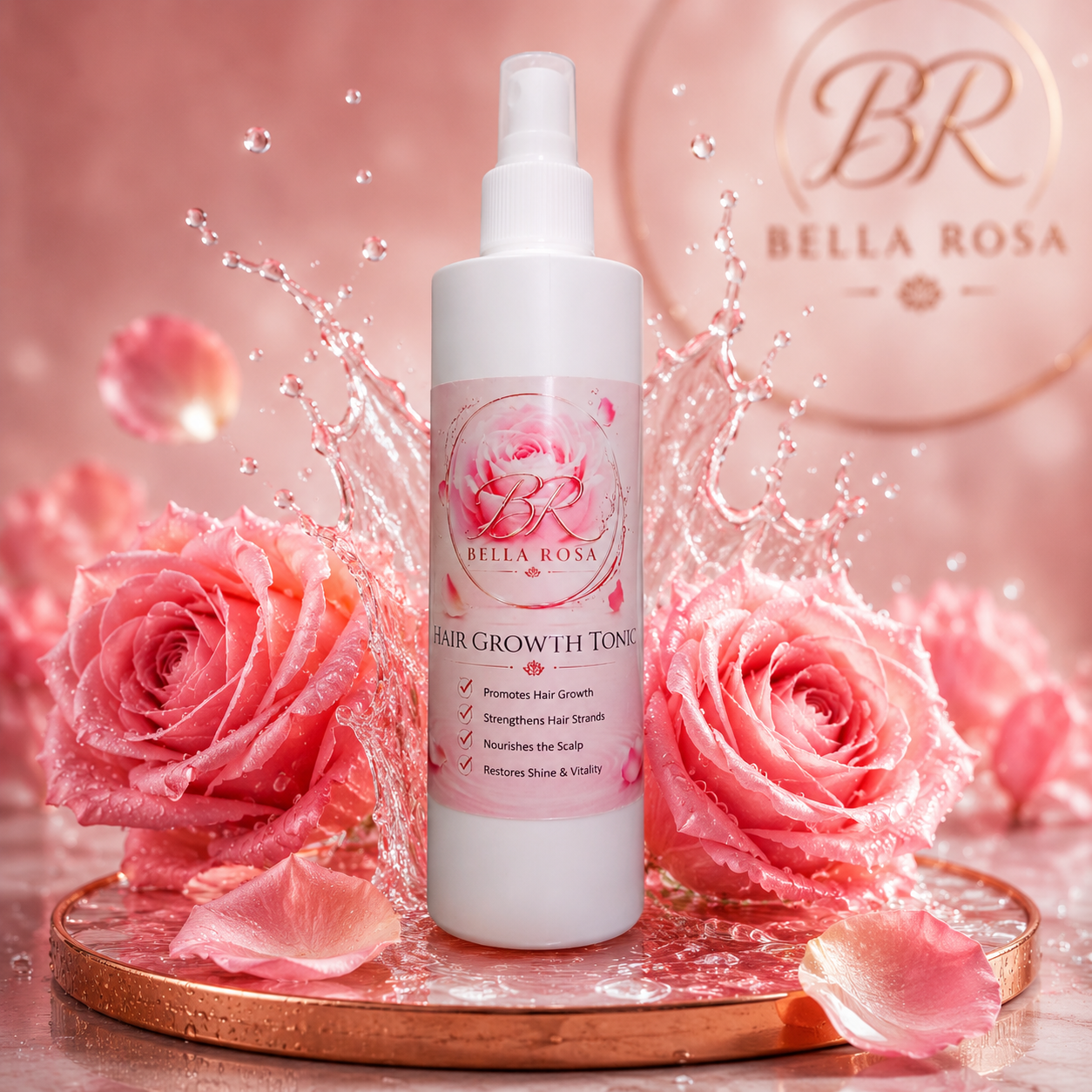 Bella Rosa Hair Growth Tonic bottle for thinning hair and scalp repair.
